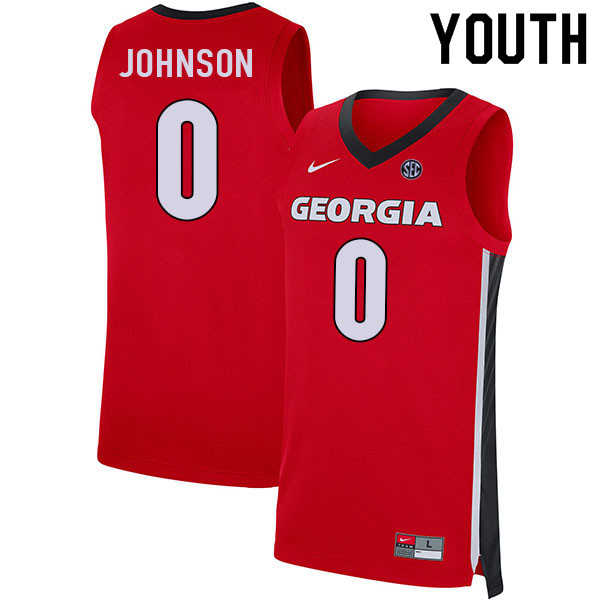 Youth #0 K.D. Johnson Georgia Bulldogs College Basketball Jerseys Sale-Red - Click Image to Close